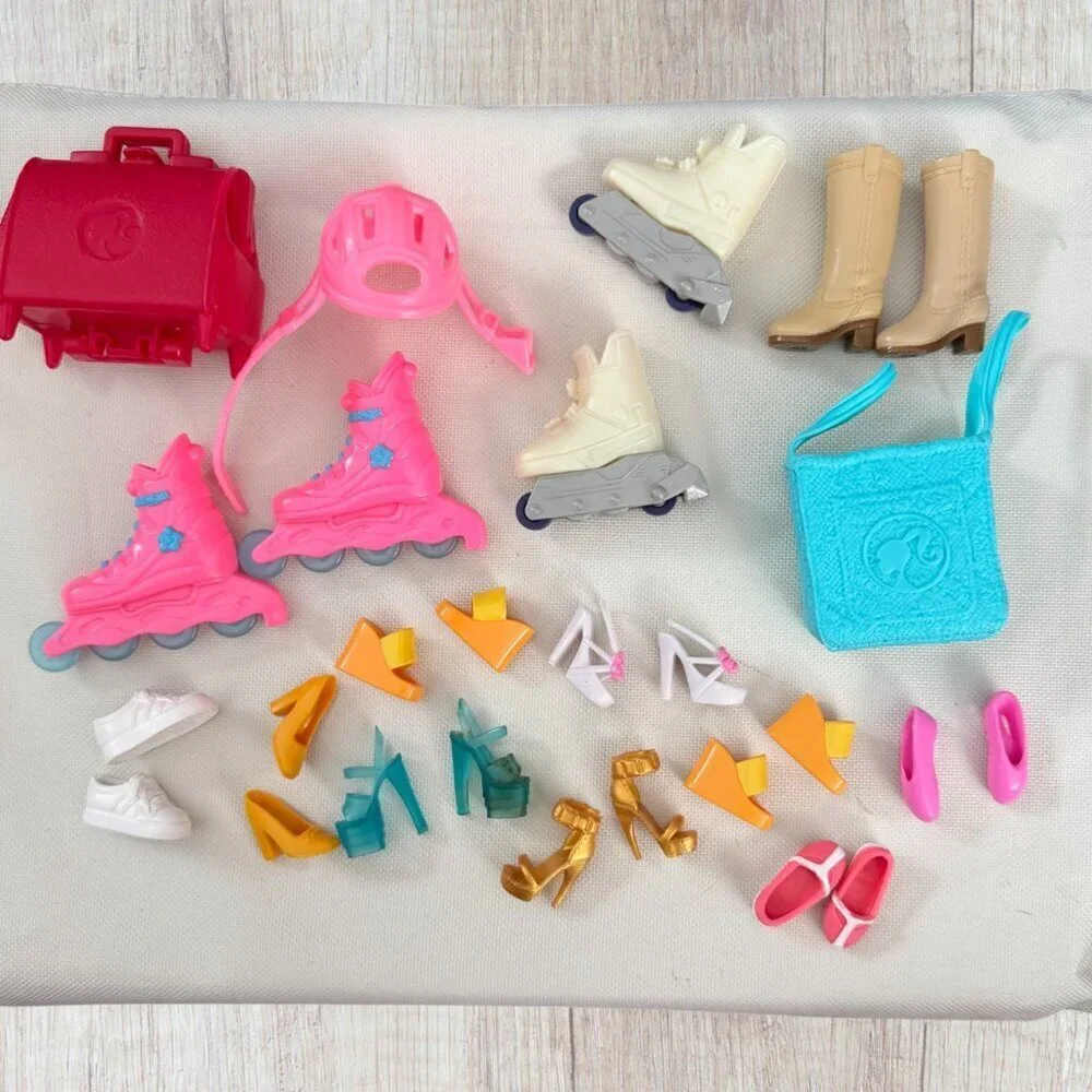 Barbie Shoes Accessories Lot Bags Roller Skates Boots Heels Fashion Doll Mix